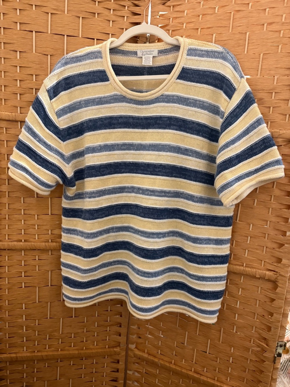 Christopher & Banks Striped Short Sleeve Tee in Blue and Cream